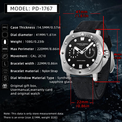 PAGANI DESIGN Men's Watches New Diver Automatic Mechanical Watch Sapphire Stainless Steel Sport 20 Bar Clock Relogios Masculino