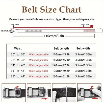 Men's Top Layer Cowhide Ratchet Belt with Scratch Resistant Alloy Automatic Buckle - Business Style Durable Dress Belt