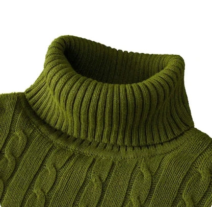 New Men's High Neck Sweater Solid Color Pullover Knitted Warm Casual Turtleneck Sweatwear Woolen Mens Winter Outdoor Tops