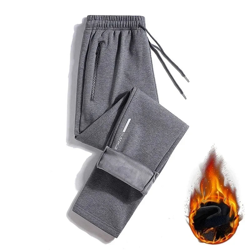 2024 Men's Pant Fleece Lined Brushed Warm Sport Sweatpants Male Winter Jogger Trouser Sweat Sportswear Big Size Large Plus Thick