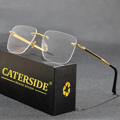 CATERSIDE New Pilot Rimless Sunglasses for Men Fashion Metal Large Frame Sun Glasses Women Shopping Travel Business Eyewear