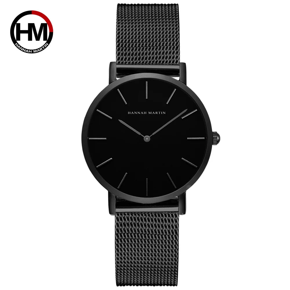 Hannah Martin Japan Quartz Movement High Quality Women Stainless Steel Mesh Rose Gold Waterproof Ladies Watch Dropshipping CB36