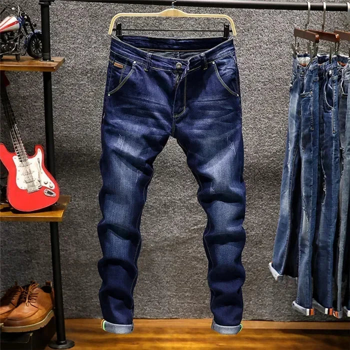 2025 Skinny Jeans Men Zipper Fly Slim Fit Denim Joggers Stretch Male Jean Pencil Pants Blue Men's Jeans Fashion Casual Hombre