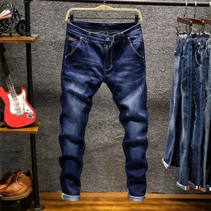 2025 Skinny Jeans Men Zipper Fly Slim Fit Denim Joggers Stretch Male Jean Pencil Pants Blue Men's Jeans Fashion Casual Hombre