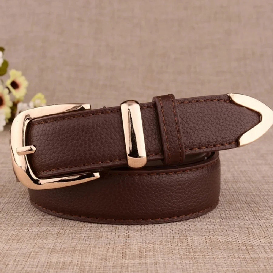 Women's Trousers Belt  Leather Trend White Belt Fashion High Quality Trouser Belts Solid Vintage Pin Buckle Ladies Strap LB2146-