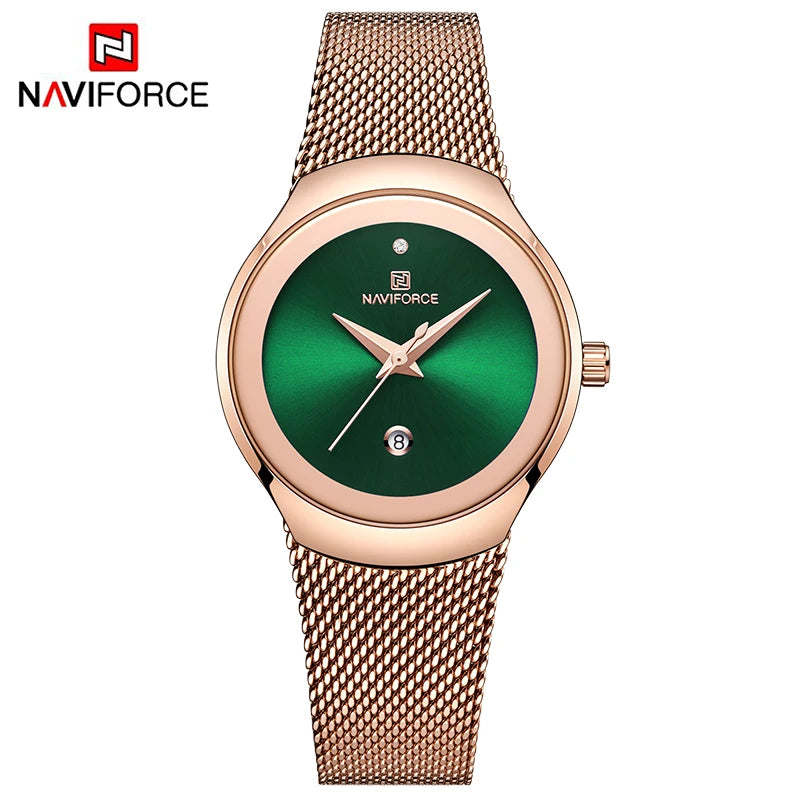 Top Luxury NAVIFORCE Women‘s Business Office Wristwatches Female Stainless Steel Strap Waterproof Girl Bracelet Relogio Feminino