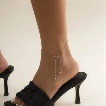 Simple Adjustable Chain Anklet Bracelet for Women Fashion Vintage Thin Chain Anklet Female Foot Beach Jewelry 2024 Gift