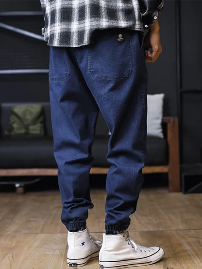 Plus Size Jeans Men Loose Joggers Streetwear Harem Jeans Cargo Pants Ankle-Length Denim Trousers