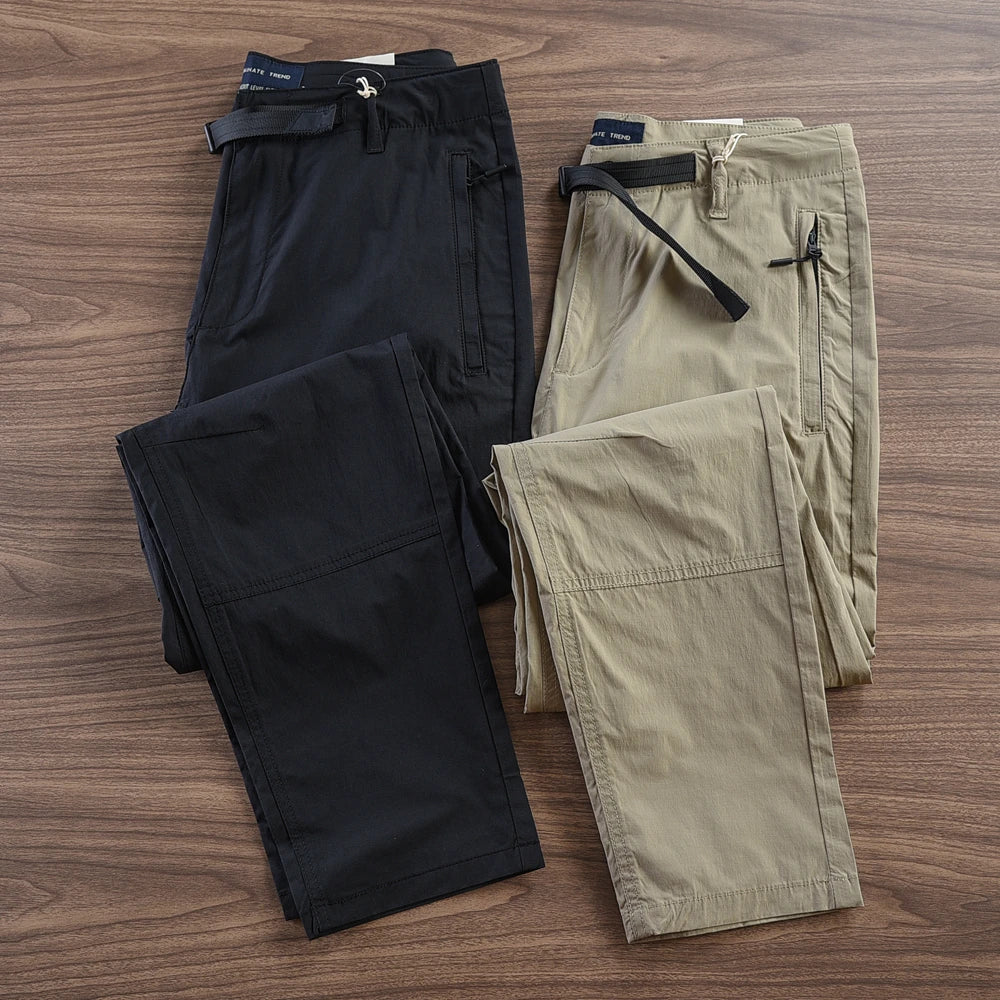 Summer New American Retro Thin Quick-drying Stretch Driving Casual Pants Men's Simple Outdoor Chino Business Straight Trousers