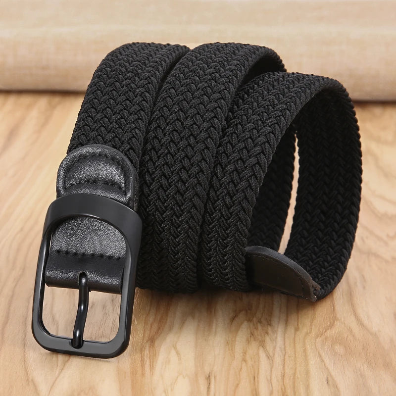 Non-hole Punch-free MEN'S AND WOMEN'S Woven Belt Elastic Stretch Canvas Belt Female Korean Style Versatile Student Pants Belt