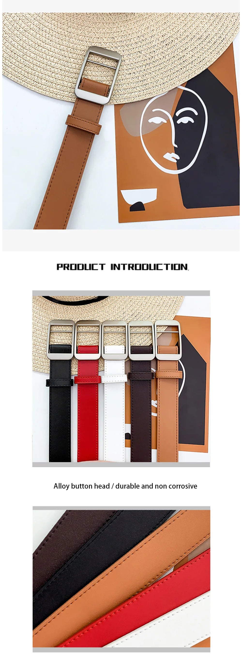 Unisex Free Size PU Leather Belt For Women No-Hole Buckle Luxury Designer Jeans Waist Belt Men Fashion Non-Porous Soft Waistband