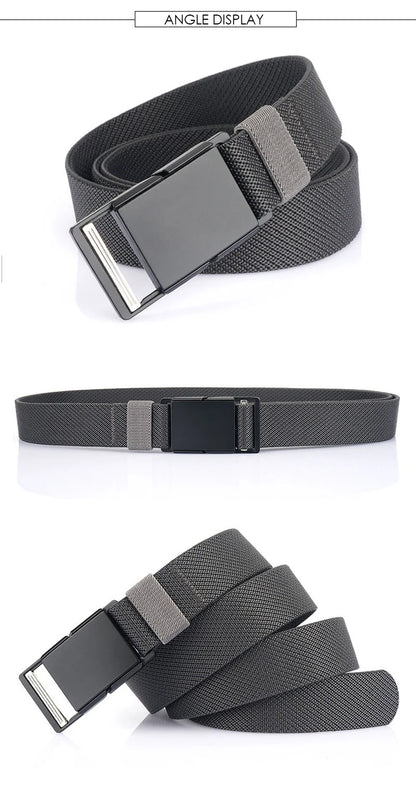 VATLTY Magnetic Elastic Belt Men Alloy Buckle Quick Release Unisex Thin Belt 34mm Brown Belt Male Female Jeans Waistband Girdles