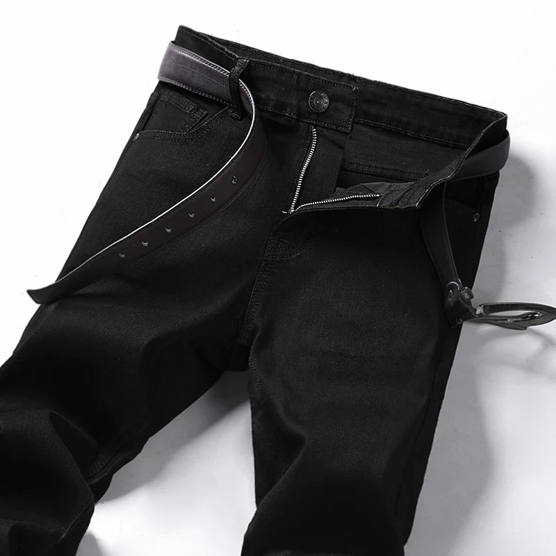 New Spring Autumn Men Classic Jeans Business Fashion Straight Regular Blue Stretch Denim Trousers Men's Smart Jeans