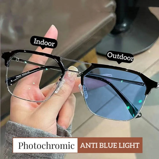 Fashionable Photochromic Myopia Glasses Unisex Near Sight Eyeglasses Vintage Color Changing Men Women's Minus Diopter Eyewear