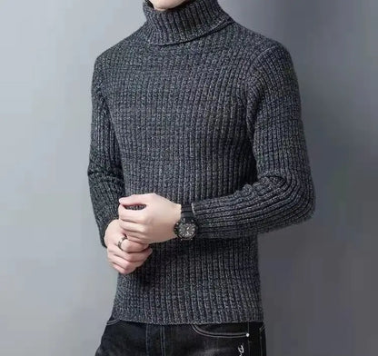 Trend Fashion Autumn Winter Sweaters Men Solid Turtleneck Mink Cashmere Thicken Smart Casual Long Sleeve Pullovers Knitted Tops