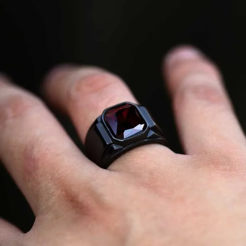 Vintage Black Red New Fashion Hand Ornament Punk Hip Hop Personality Men's Ring Gift for Men and Women Кольцо С Эмалью