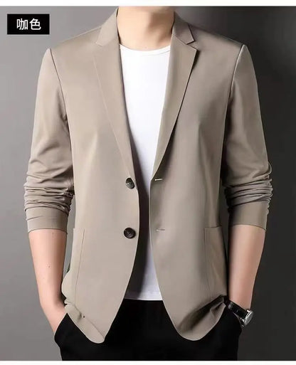 Spring Summer Men Ice Silk Thin Casual Sunscreen Blazer Fashion Casual Male Clothes Long Sleeve Big Size Slim Solid Blazers Coat