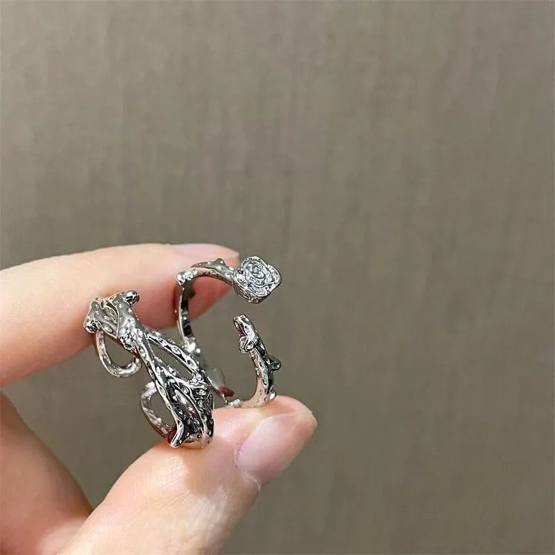 New Sliver Color Cubic Zirconia Snake Ring for Women Open Adjustable CZ Finger Rings Party Wedding Statement Jewelry Bijoux