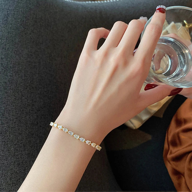 Luxury Adjustable Bracelet Women's Fashion Temperament Geometric Square Rhinestone Bracelet Wristband Party Wedding Jewelry