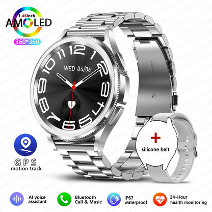 For Samsung Galaxy Watch6 Classic Smartwatch Men GPS Sports Health Heart Rate Waterproof Bluetooth Call Smart Watch 2024 New