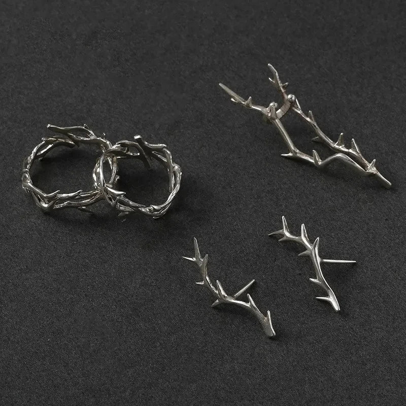 Vintage Ins Style Adherence Men's and Women's Rings with Branches, Thorns, Couples' Ring Gifts, Fashion and Personality Y2k