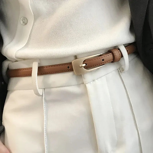 Women's Belt Minimalist Trendy Thin Belt High End Authentic Casual Versatile Needle Button Belt with Skirts Jeans Lady Belts New