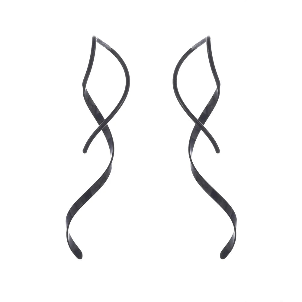 Simple Spiral Threader Earrings Irregular Helix Wave Curve Ear Line Cuff Stainless Steel Dangling Earring Women Fashion Jewelry