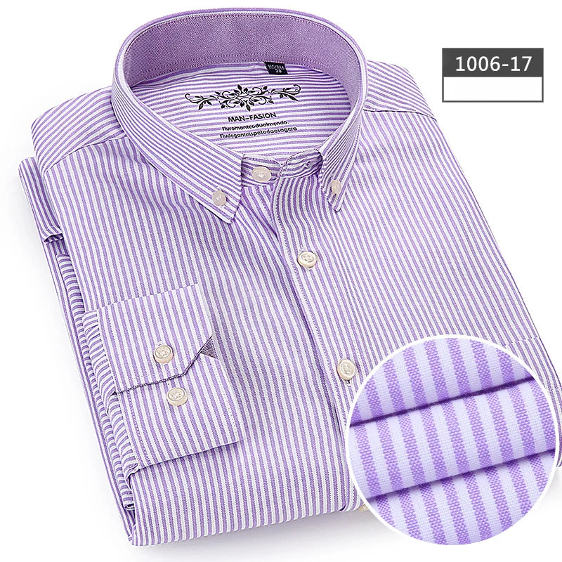 New in shirt Cotton long-sleeve shirts for men slim fit formal plain tops single pocket solid color office tops fashion clothes