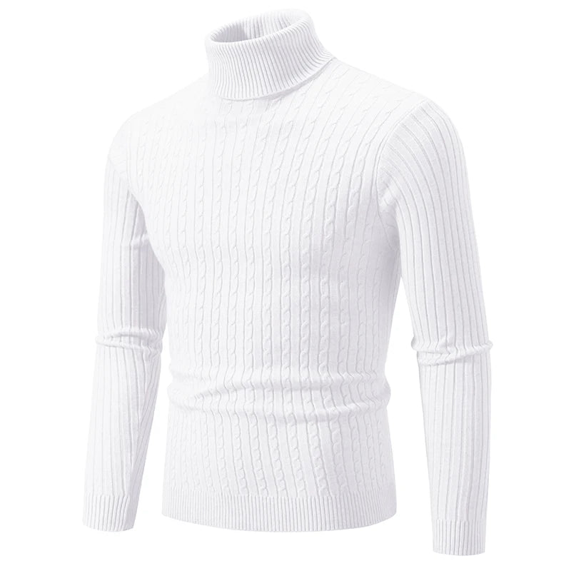 New Men's Turtleneck Sweater Casual Men's Knitted Sweater Warm Fitness Men Pullovers Tops