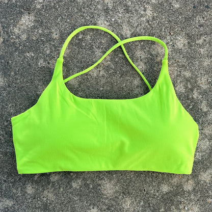 Solid Color Tight Comprehensive Training Women Fitness Bra Cross Back Yoga Underwear Gym Sport Top Hollow Back Push Up Chest Pad