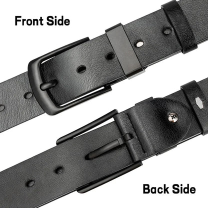 Maikun Men's Vintage Casual Belt Black Pin Buckle Student Versatile Leather Wide Belt