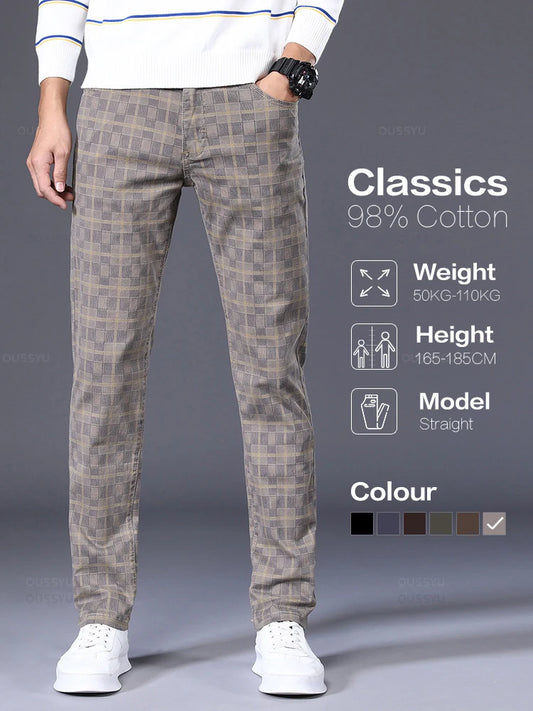 High Quality Brand Clothing Classics Plaid Casual Pants Men 98%Cotton Retro Business Banquet Check Trousers Male Plus Size 40 42