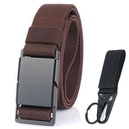 VATLTY Magnetic Elastic Belt Men Alloy Buckle Quick Release Unisex Thin Belt 34mm Brown Belt Male Female Jeans Waistband Girdles