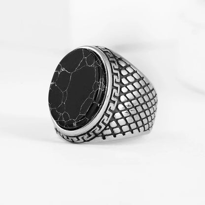 Stainless Steel Jewelry Ring Men Black Stone Rings 2021 Trend Charm Fashion Male Women Finger Band Engagement Wedding Gift V023