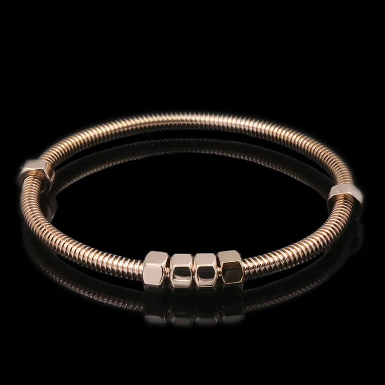 Trendy Round Cubic Zirconia Bangles For Women Men Gold Color Silver Color Stainless Steel Crystal Bangle Party Jewelry