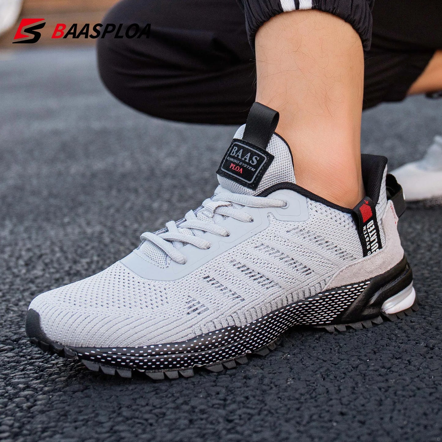 Baasploa Men Running Shoes Lightweight Sneakers Designer Sneaker Male Breathable Tennis Shoe Non Slip 2023 New Sport Shoes