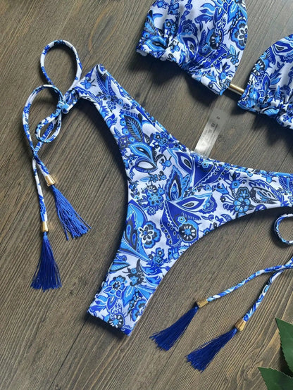 RUOTONSEPT Sexy Blue and white porcelain Print Bikini Set Women's Swimsuit Two-piece Swimwear Bathing Suit Brazilian Biquinis