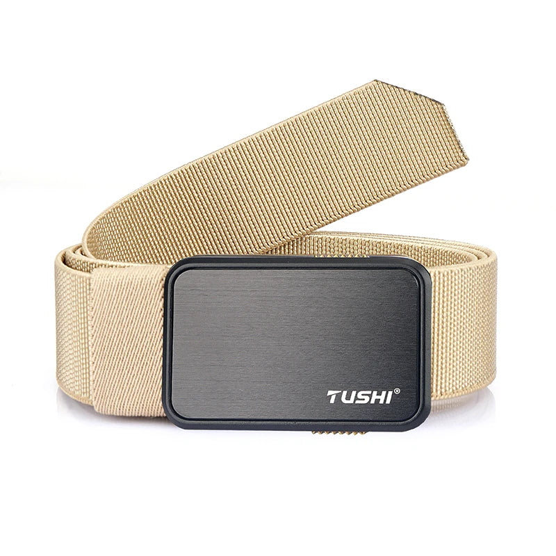 VATLTY 35mm Men's Elastic Belt Soft Strong Nylon Zinc Alloy Quick Release Buckle Unisex Stretch Belt Work Waistband Straps Male