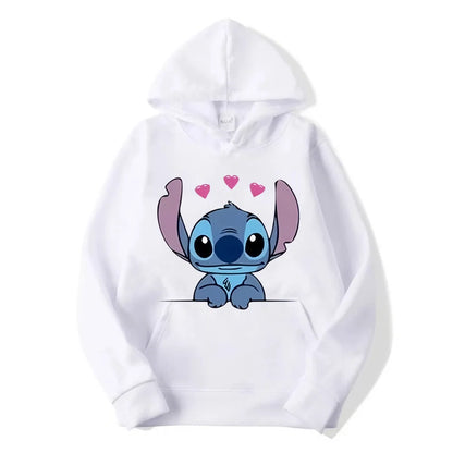 Disney Stitch Cartoon Anime Women Pullover Spring Autumn Men Oversized Hoodie 2024 Fashion Casual Couple Sweatshirt Clothes Tops