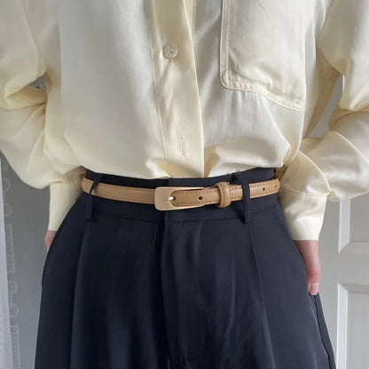 Women's Belt Minimalist Trendy Thin Belt High End Authentic Casual Versatile Needle Button Belt with Skirts Jeans Lady Belts New