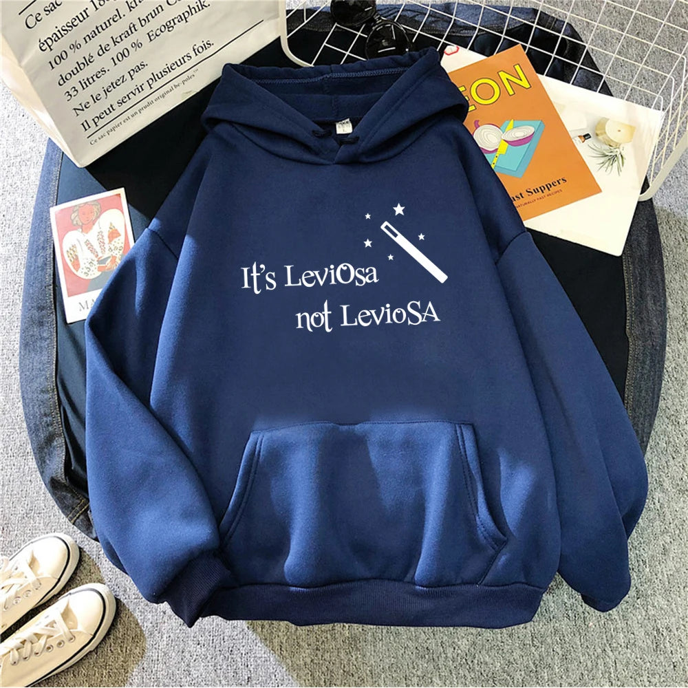 Women Hipster Streetwear Sweatshirts It's Leviosa Magic Hoodie Fashion Funny Sportswear Loose Oversize Clothing Soft Tops Female