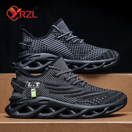 YRZL Men Sports Running Black Jogging Shoes Casual Sneakers Outdoor Breathable Mesh Women Light Shock-absorption Sneakers Men