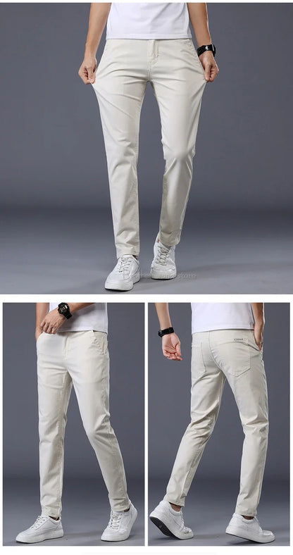 7 Colors Men's Classic Summer Thin Casual Pants Business Fashion Stretch Cotton Slim Solid Color Trousers Male Brand Clothes