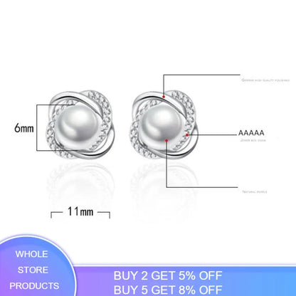 Upscale 925 Sterling Silver Earrings Zircon Pearl Twist Luxury Stud Earrings For Women brincos pendientes bijoux