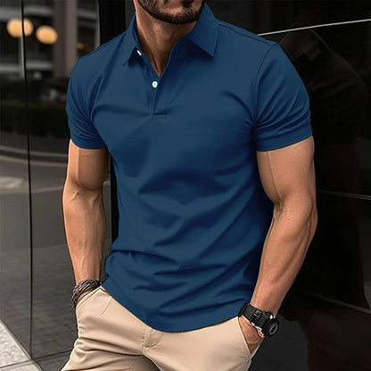 Best-Selling Men's Short-Sleeved Polo Shirt Lapel Button Solid Color Men's T-Shirt Summer Casual Comfortable Golf Men's Clothing