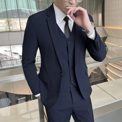 Luxury Business Suits for Men 3 Piece 2025 Groom Tuxedo Wedding Suits Best Man Groomsmen Formal Party Suit Male Trajes De Hombre