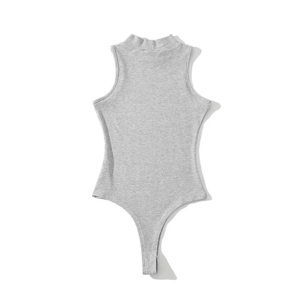 Sleeveless Y2k Bodysuit Women Sexy Tops Youthful Summer Clothes White Body Knitted Turtleneck Tank Top Jumpsuits for Women 2024