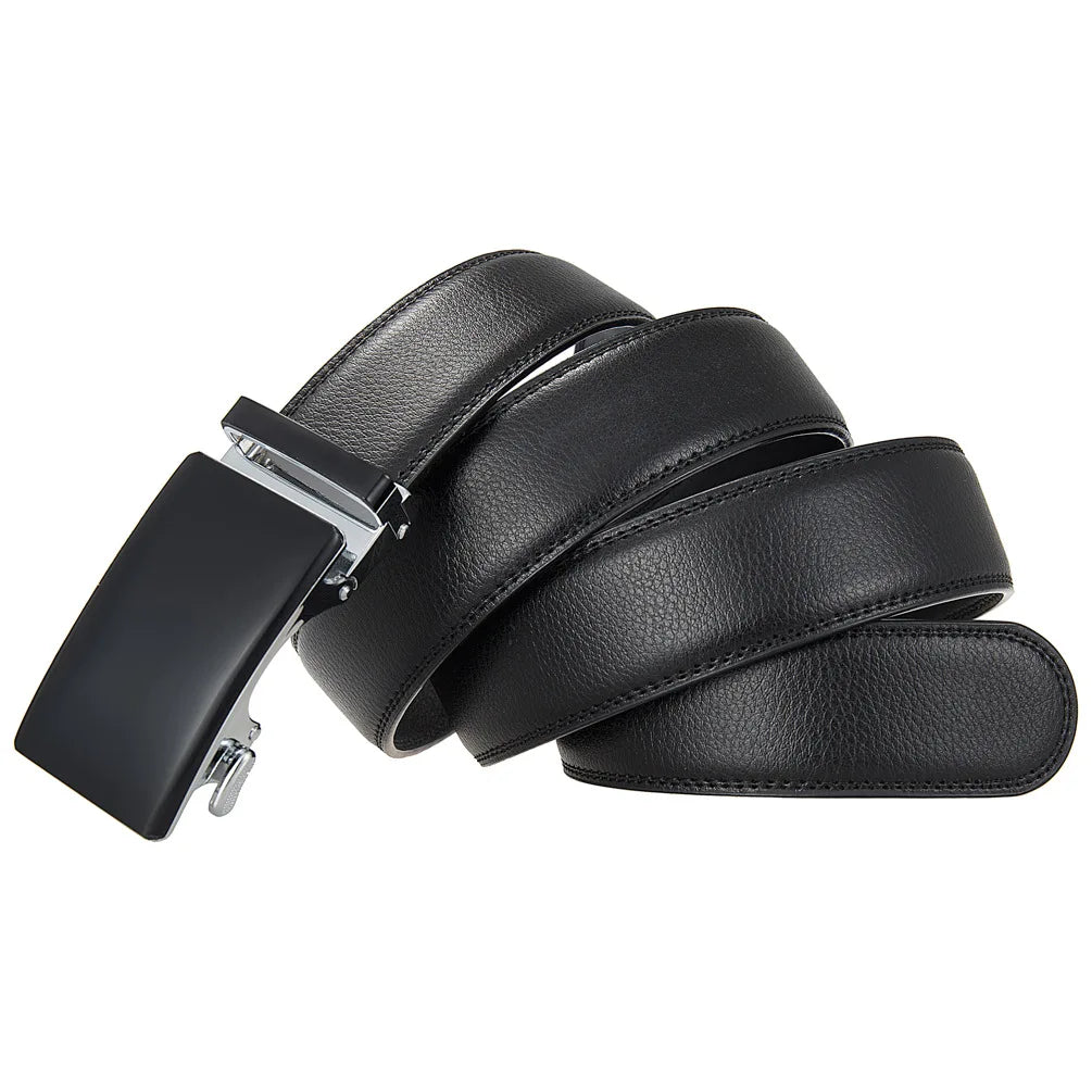 Brand New Mens Belts Casual Automatic Buckle Black Red Brown Male Cow Genuine Leather Trouser Belt