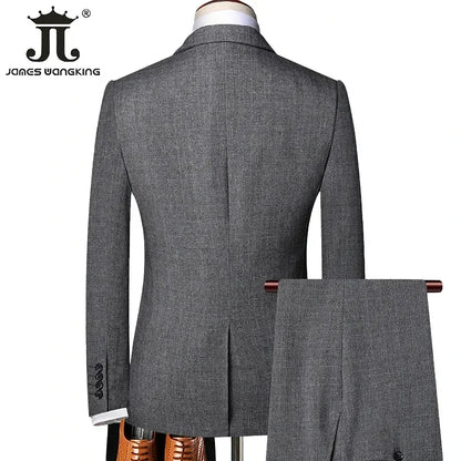 S-6XL (Jacket + Vest + Pants) Retro Gentleman Classic Fashion Plaid Mens Formal Business Slim Suit 3Pces Set Groom Wedding Dress