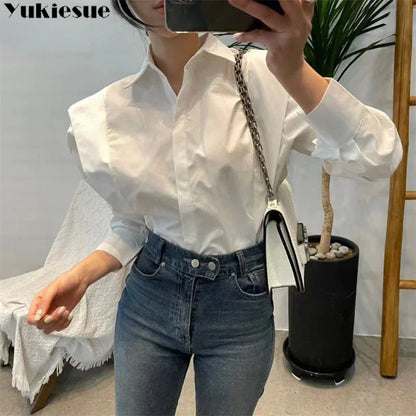 Women's Shirt Autumn 2025 New Chic Long-Sleeve Loose Blouses Street Elegant Tops Shirt OL office women blouses and tops shirts